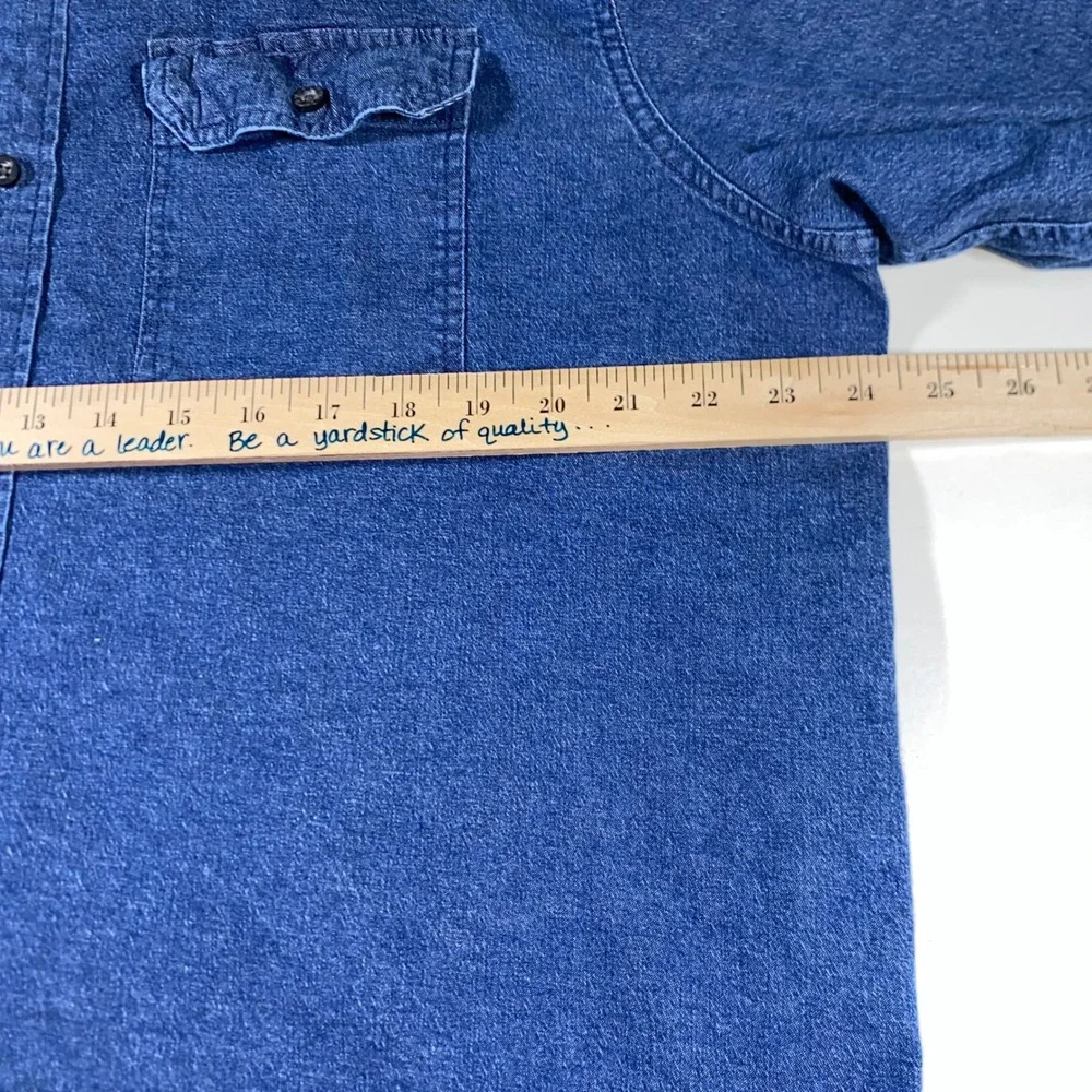 Wrangler Mens Blue Denim Flex for Comfort Long Sleeve Button Down Shirt 2XL U201
